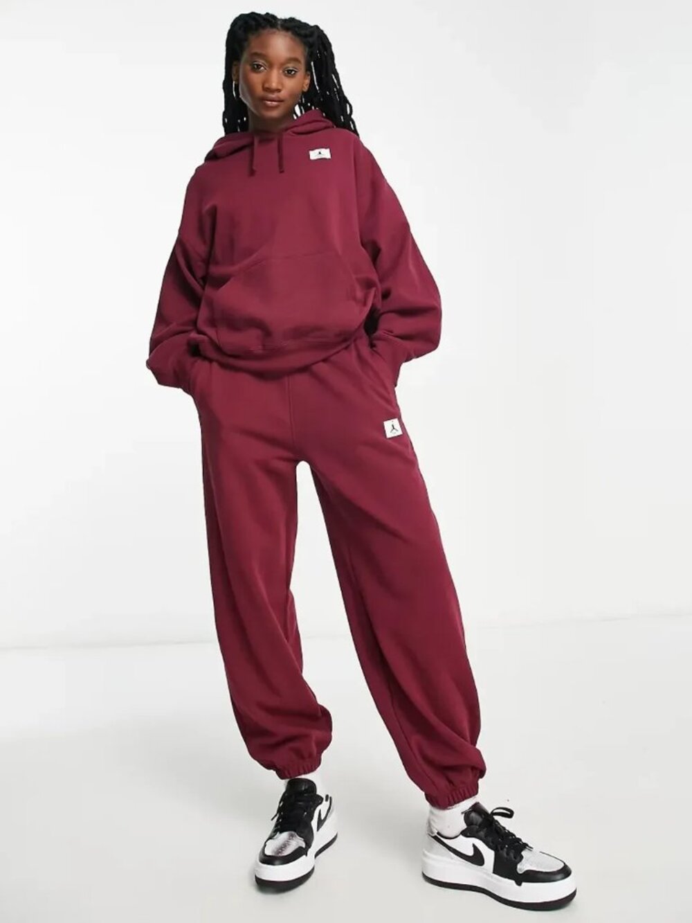 Jordan Women's Burgundy Flight Fleece Relax-Fit Jogger Pants Size S